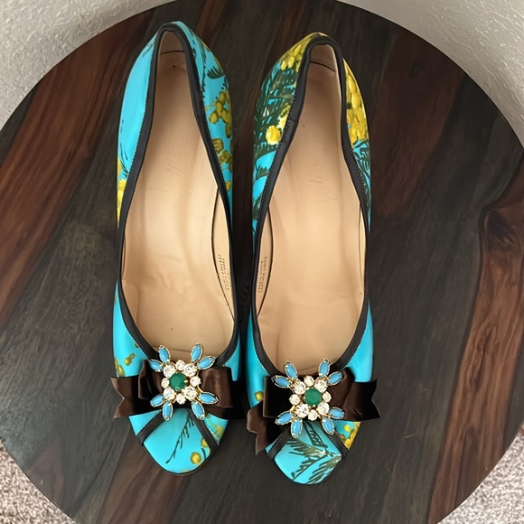 J. Crew Floral High Heel with Velvet & Jewel Trim - Picture 6 of 9